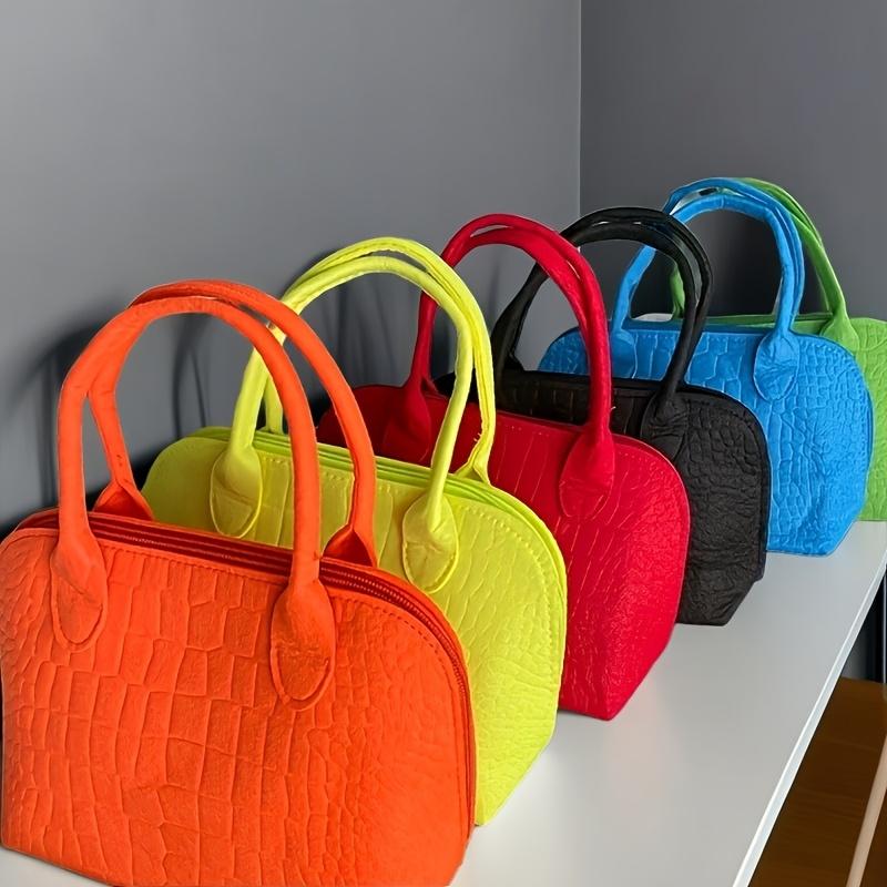 Chic Solid Color Felt Tote Bag, Fashion Shell, Storage Bag- Small, Lightweight, Felt Storage Bag, Multi-color Available, Suitable