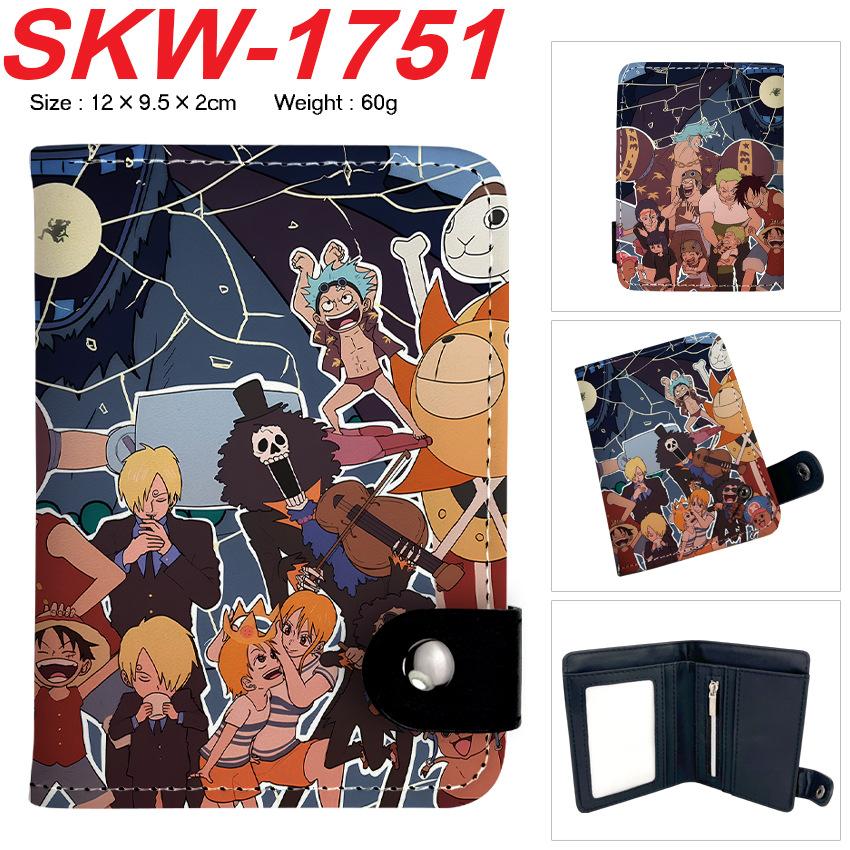 One Piece Anime Druckknopf Geldbörse Vertikaler Kartenhalter Münzbörse für Schüler Männer Frauen