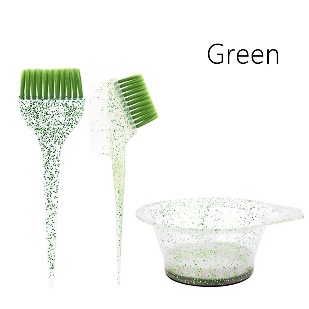 3/4Pcs Soft Bristles Hair Dyeing Brush Hair Coloring Highlight Dyeing Set Styling Accessories 3Pcs Green