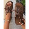 Ladies' Flat Bottomed Casual Slippers, Women's Summer Thick Soled Hollow Bow Sandals, Breathable and Comfortable