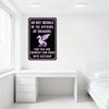 Funny Dragon Metal Tin Sign Black Rectangular with White Border Rounded Corners Pink Dragon Illustration DO NOT MEDDLE In Affair