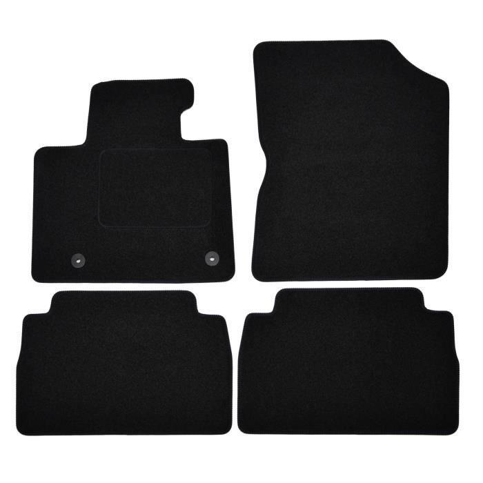 Tapis de sol - Hyundai - Santa Fe 2018-2020 - Velours noir - 4 pièces - Antidérapant et imperméable