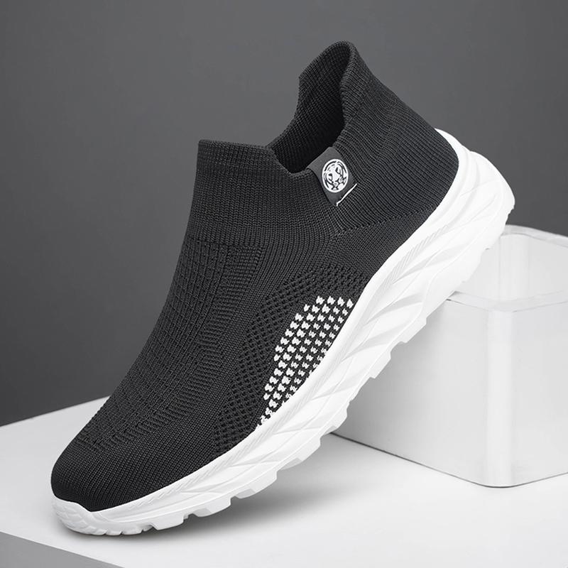 

CLOHOO Walking Shoes Breathable Mesh Sports Casual Shoes for Men Comfortable Soft Slip-on Flats Shoes New Male White Sneakers 39 чёрный