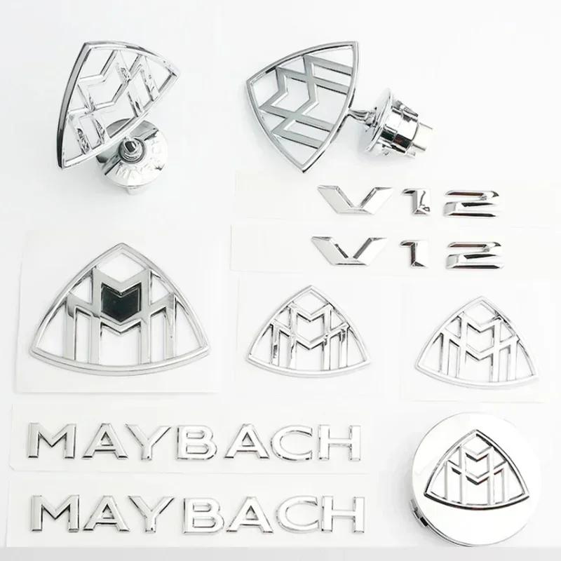 Car Wheel Cap Steering emblem Shell Sticker Chrome Emblem For Maybach Hood Lay Stand Logo S500 S600 V12 Side Fender Trunk Badge1 gos0