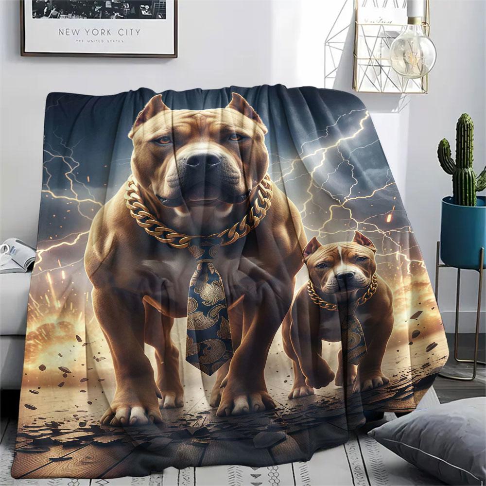 1Pc LightningPuppy Print Flannel Blanket, High quality Comfortable for All Seasons, Home Decor, Warmth and Comfort, Perfect for Christmas Gifts