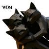 Matte Black Cat Figure 3D Printed Figurine, Three Hugging Geometric Statue, Statue Modern Animal Shape Sculpture for Home Office Bookshelf