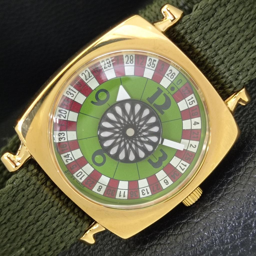 

ВИНТАЖНЫЕ МУЖСКИЕ ЧАСЫ С РУЧНЫМ ЗАВОДОМ, ШВЕЙЦАРСКИЕ, ОТРЕСТАВРИРОВАННЫЕ, С ЗЕЛЕНЫМ ЦИФЕРБЛАТОМ-РУЛЕТКОЙ a701127-5 R205b-a701127