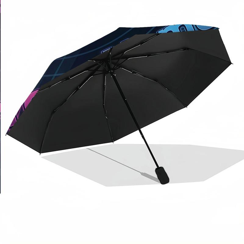 8 Rib Auto Folding Umbrella Manchester City Print Custom Name Text Portable Rain Gear