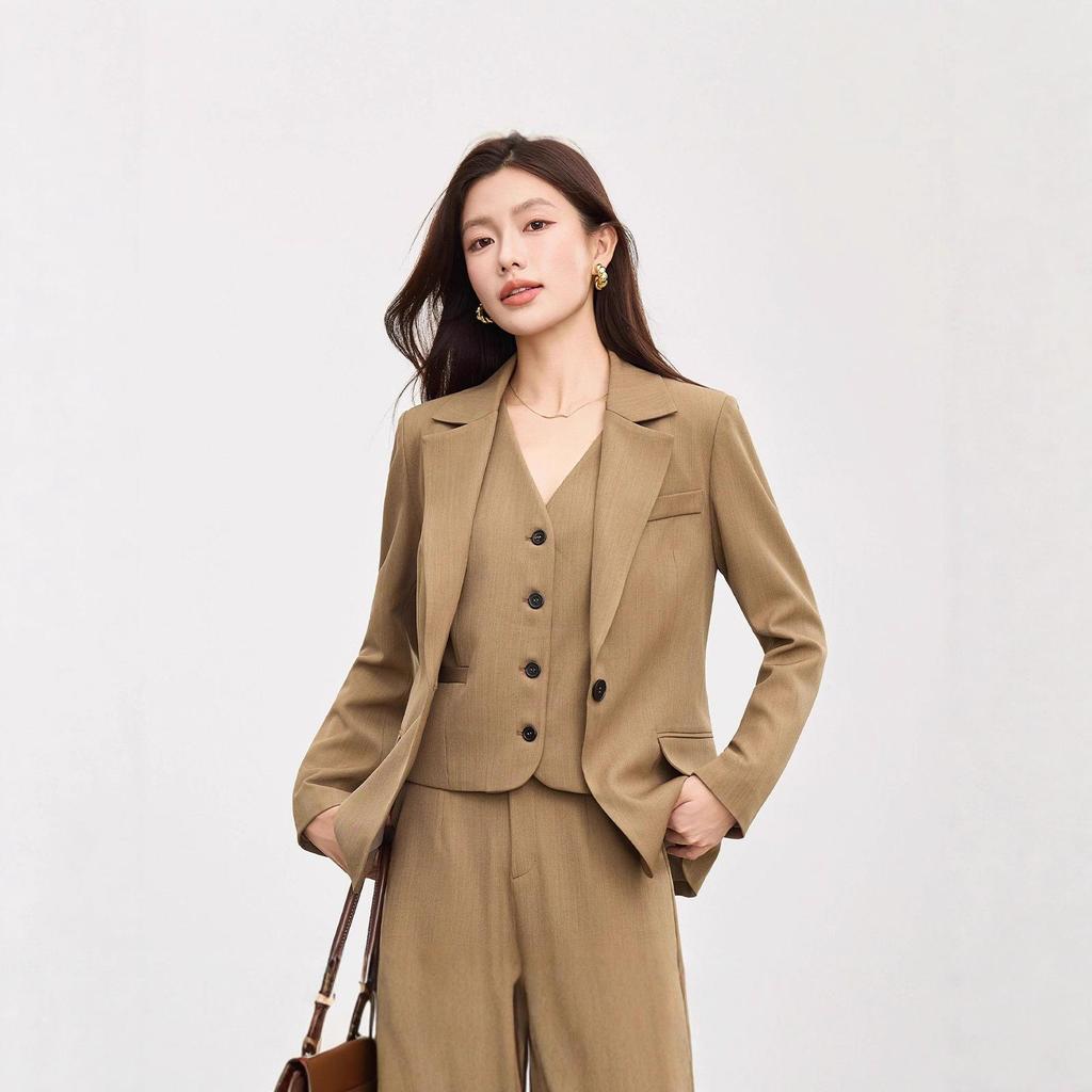 Damen Khaki Anzugjacke - Frühling/Herbst Professioneller Pendlerstil