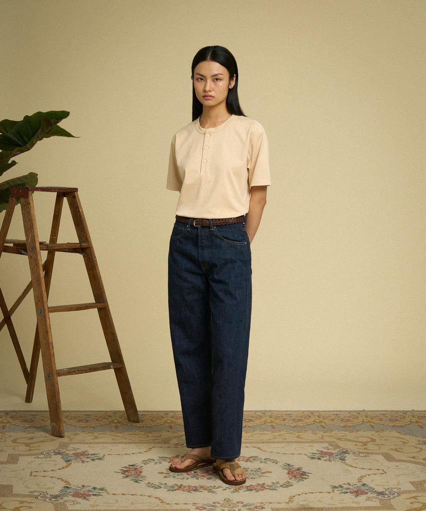 Beulonseun 10.6 Oz Cotton Short Sleeve Henley Tee Apricot