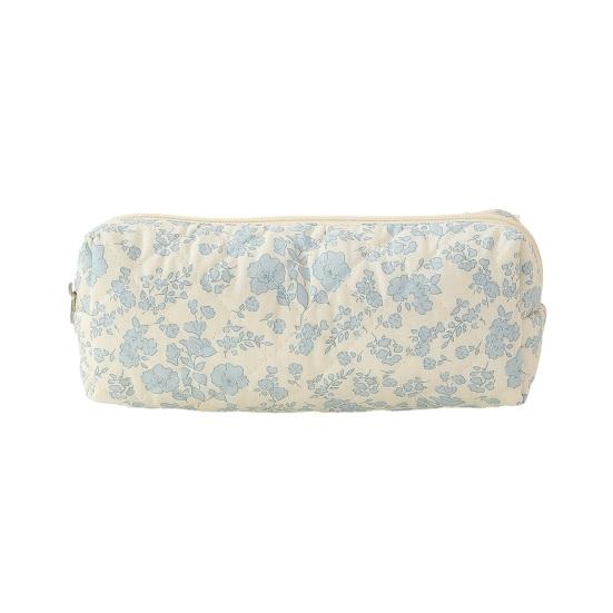 Quilted Cosmetic Bag Cute Floral Organizer Zippered Pencil Makeup Brush Case Travel Cosmetic Pouch for Girls