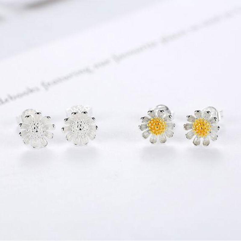 ANENJERY Słodki kwiat słonecznika naszyjnik + kolczyki + bransoletka + pierścionek zestawy biżuterii dla kobiet prezent