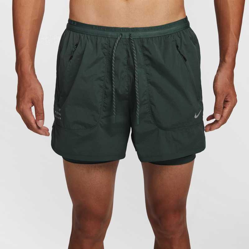 Nike Running Division Lightweight Comfortable Lace-Up Three-Quarter Sports Shorts Men Shorts Green Black HM9061338