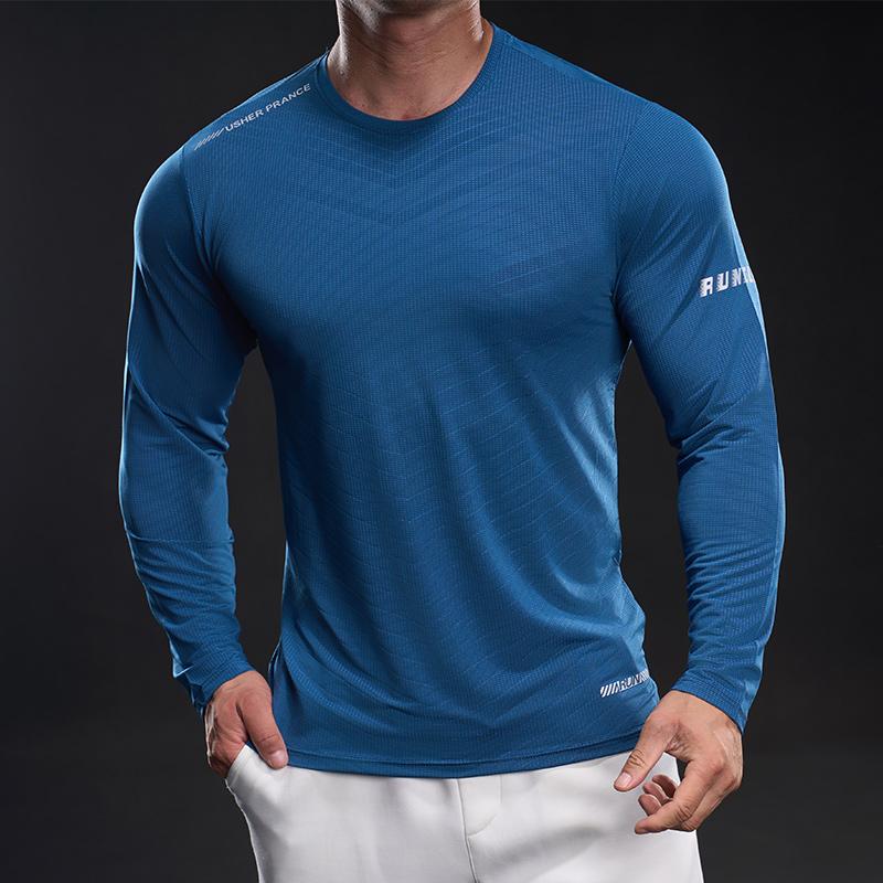 New Quick-drying Men's Ice Silk Long-sleeved T-shirt Men's Casual Sports Elastic Fitness Outdoor T-shirt Top