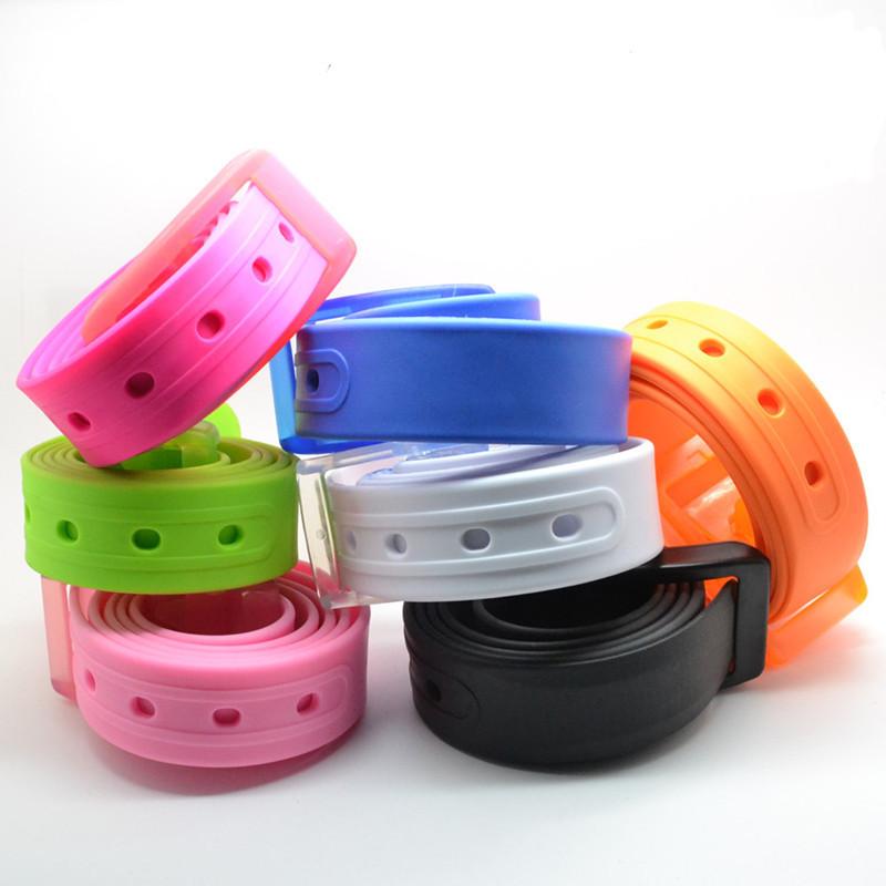 Fashionable Plastic Belt, Caramel Color Multicolor Silicone Rubber Leather Belt, Smooth Buckle For Women Men Adjustable