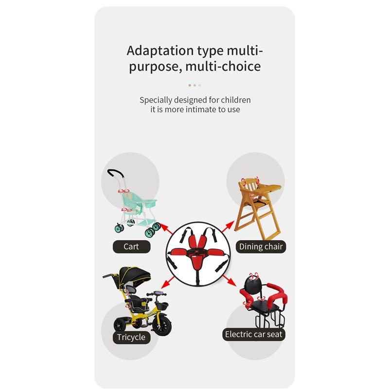 Nastavitelný pětibodový dětský bezpečnostní pás, dětský dětský bezpečnostní pás na jídelní židličku do kočárku