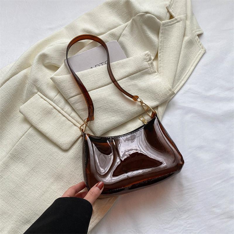 Trendy Street Style Small Pvc Square Shoulder Bag For Women Summer 2023 Fashionable And Simple Underarm Bag With Zipper Closure