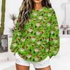 Women's Christmas Print Sweatshirt Trendy Casual Long Sleeve Neck Pullover Top for Holiday