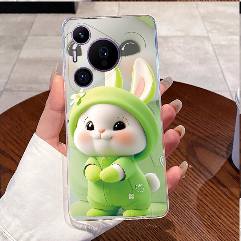 Back Cover For Huawei Pura70 Pura 70 Pro Plus Case Luxury Cute Love Rabbit Funny Pattern Clear Soft Slim TPU Silicone Phone Case