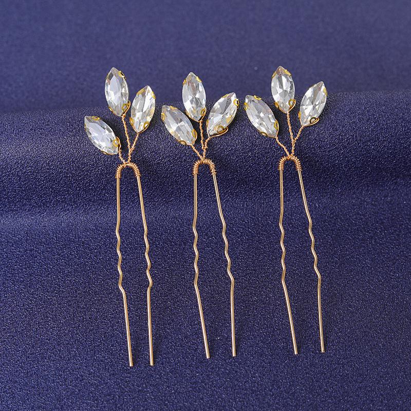 Gold Color Trendy Crystal Hair Pin For Women Party Rhinestone Hair Clip Pin Bridal Wedding Hair Accessories Jewelry Hairpin Gift