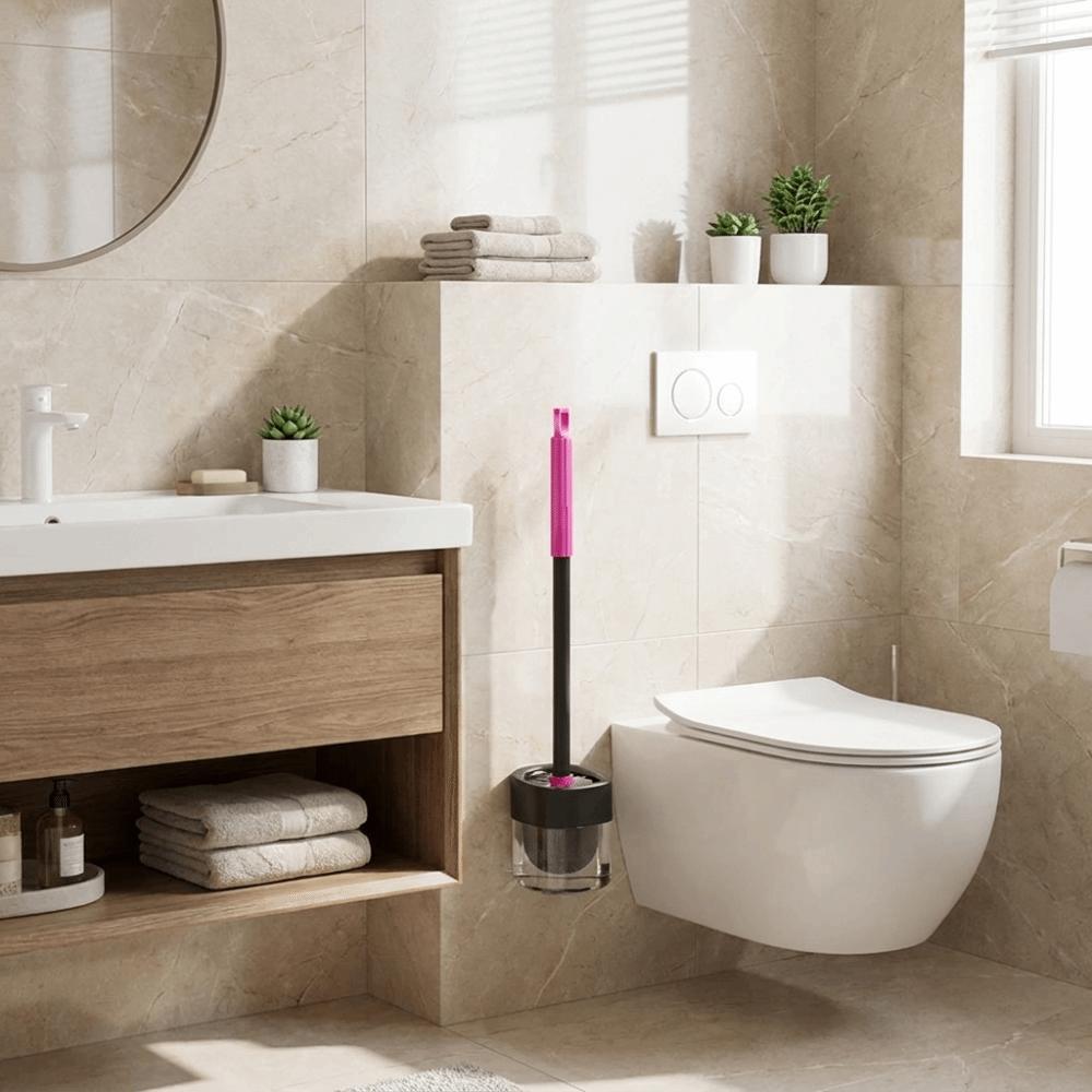 Hemispherical Brush Head Toilet Brush Groove Design Wall Mount Brush Apartment Living