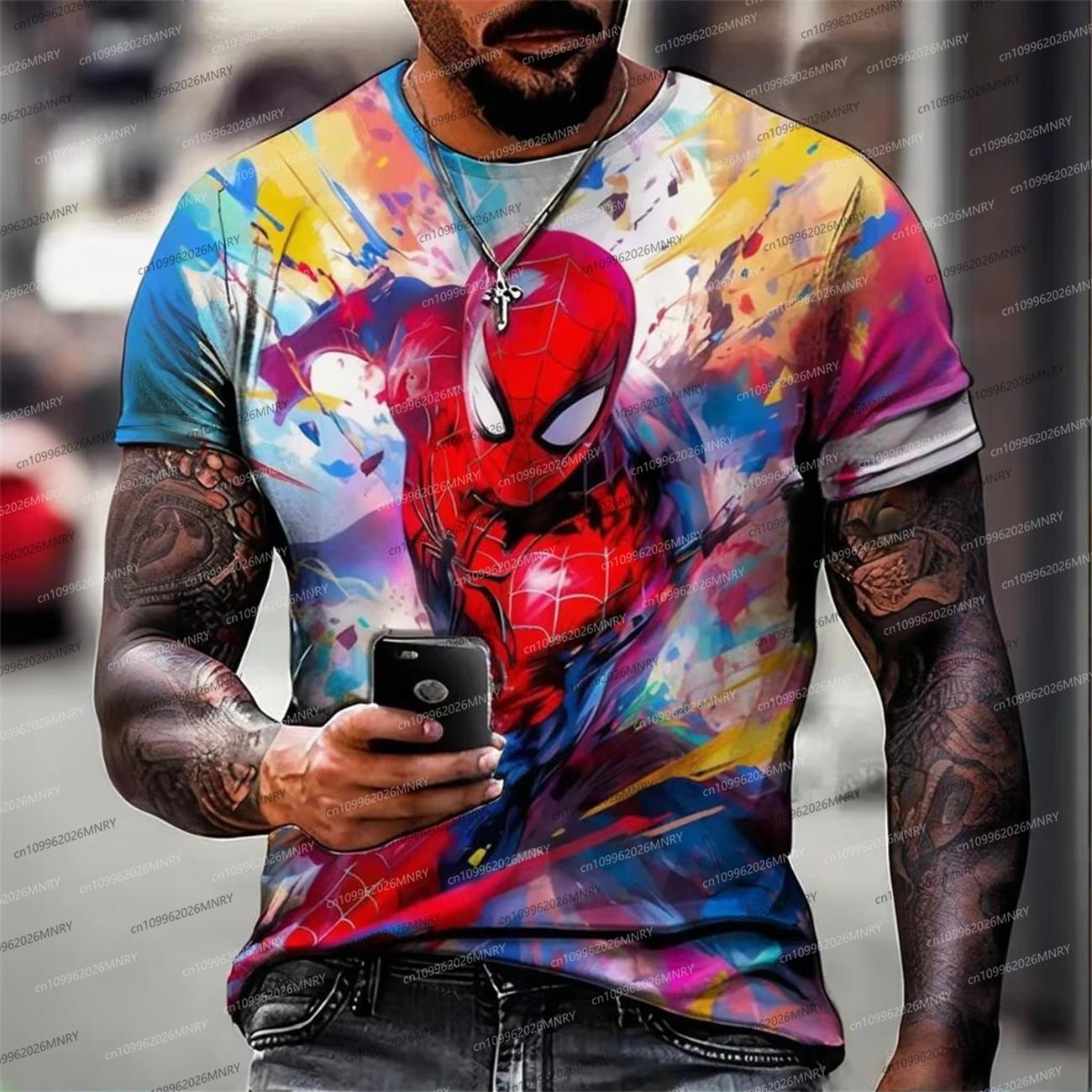 Summer Men Tshirt Colorful Men s Top T-shirt 3D Printed Spider Man Venom Pattern Casual Fashion Short Sleeve Man Clothing XXS