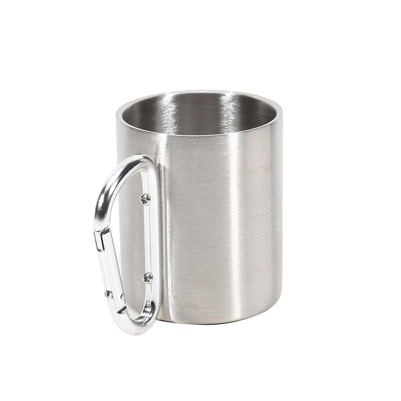 200ML Lightweight Stainless Steel Camping Mug with Carabiner Portable Metal Coffee Mugs for Outdoor Sports Travel Hiking