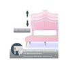 Doppelbett - MUVOE - Rosas Couronne - 140 x 200 cm - PU-Leder - LED-Beleuchtung
