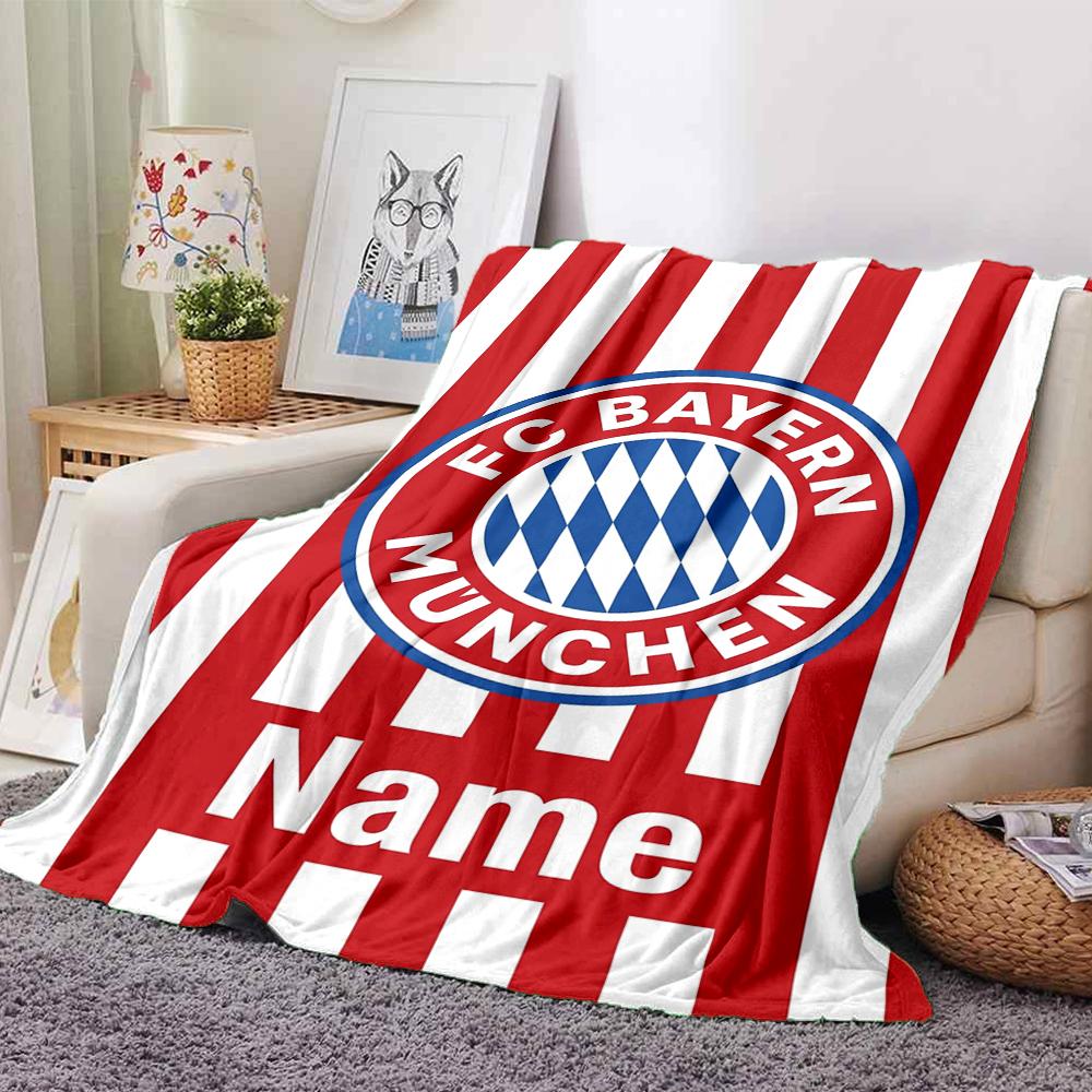 Custom Name Bayern Munich Theme Printed Blanket Perfect For Couch Bed Travel Outdoor Use Machine Washable Cozy Durable