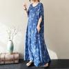DIMANAF 2025 Sommer Damen Übergröße Lockeres Kleid Strand Vintage Basic Casual Langes Kleid Druck Urlaubskleid