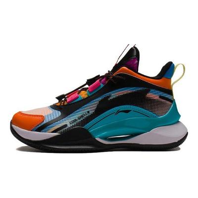 Li Ning Youth Team 2.0 Anti-Slip Shock Absorbing Durable Mid-Top Basketball Shoes Kids Basketball Shoes Black Orange YKBS016-1