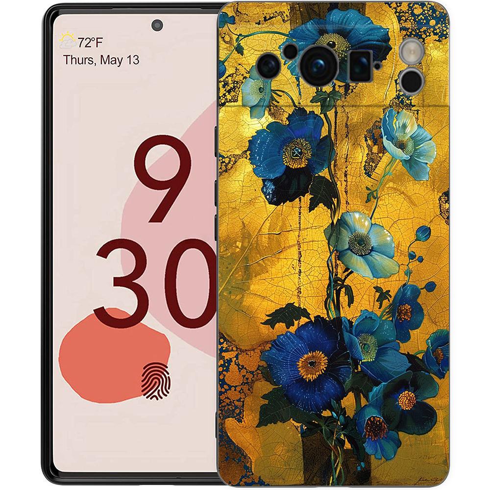 

Роскошный чехол для телефона Google Pixel 10 9 8 9A 8A 7 7A 6 Pro XL 6A 5G Черный Мягкая задняя крышка из ТПУ Масляная живопись Цветок Pixel 8 Pro