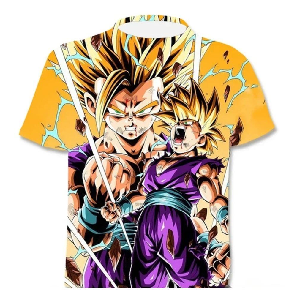 Children's Dragon Ball Series 3D Digital Printed Boys' Street Trendy Round Neck Short Sleeved T-shirt