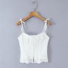 2026 French Style Women's Suit: Embroidered Bandeau Top + Low-Waist Lace-Up Skirt