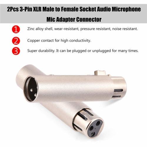 Vbestlife 3-Pin XLR Male To Female Audio Microphone Adapter Connector, Noise-Resistant, High Conductivity, Ultra-Durable, XLR 3-Pin Connectors, Set of