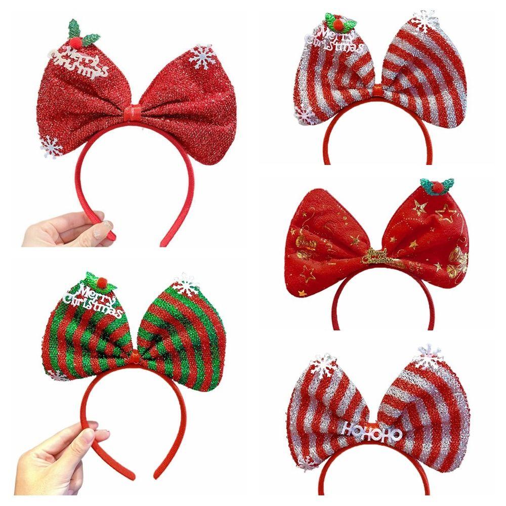 Shiny Christmas Hairband Non-slip Christmas Headband Gift Bowknot Hair Hoop  Kids