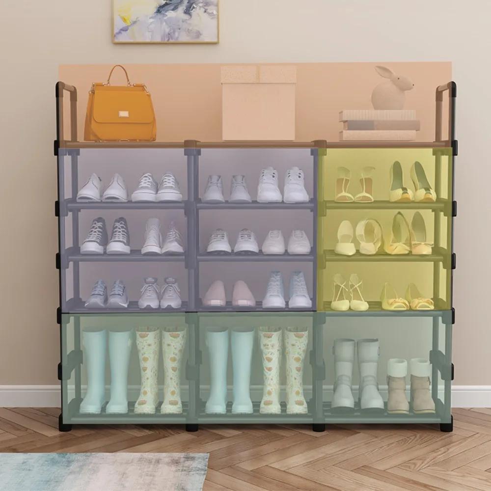 Multi-Layer Shoe Rack Sneakers And Boots Organizer Strong Load-bearing Capacity Shelf 3 Rows Shoecase Metal Entryway Shoerack