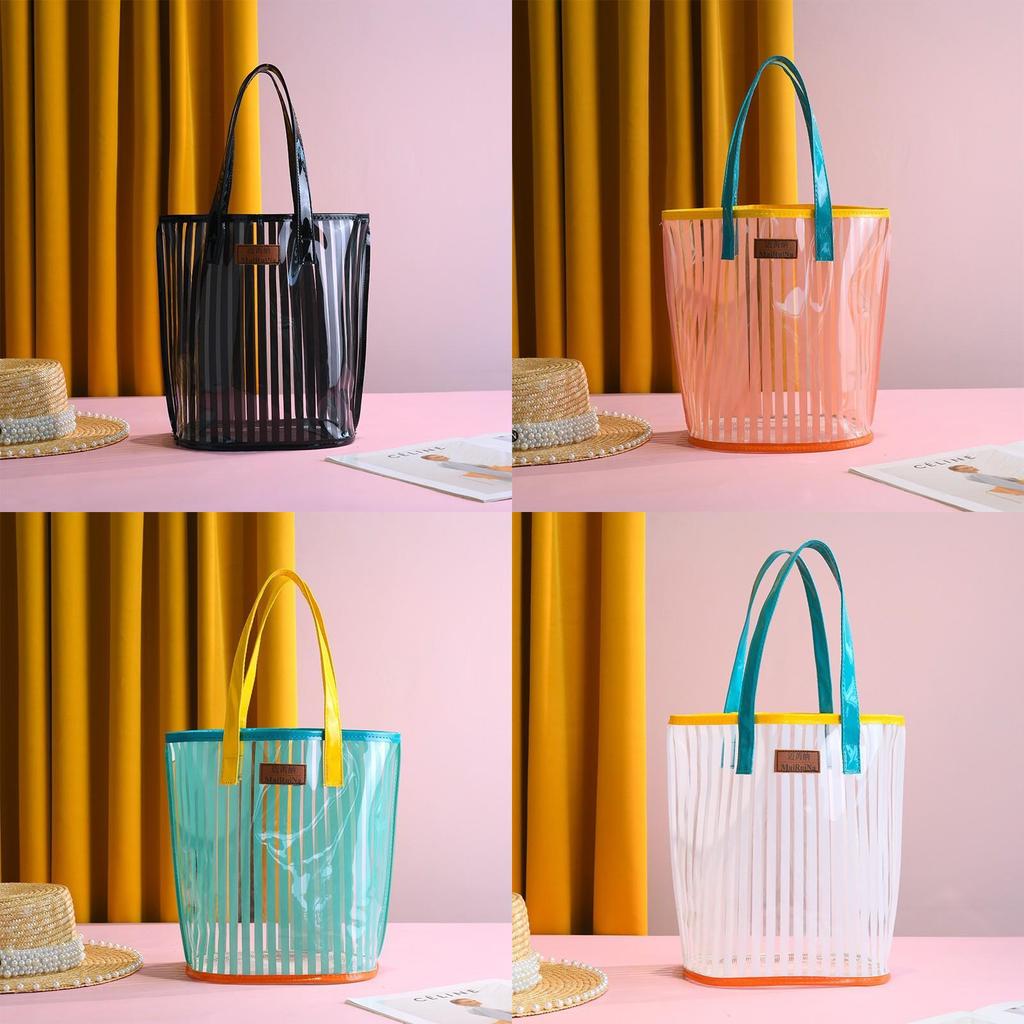 Pvc Transparent Tote Bag With Large Capacity For Beach And Swimming Pool Use