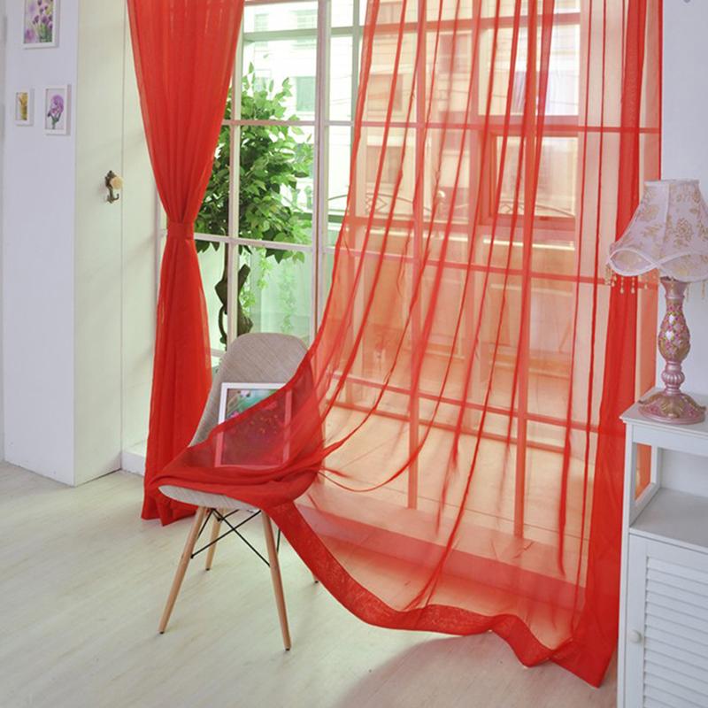 1 Pcs Rod Pocket Rainbow Curtain Pure Color Tulle Curtain For Living Room Sheer Voile Wedding Decor Modern Bedroom Window Tulle