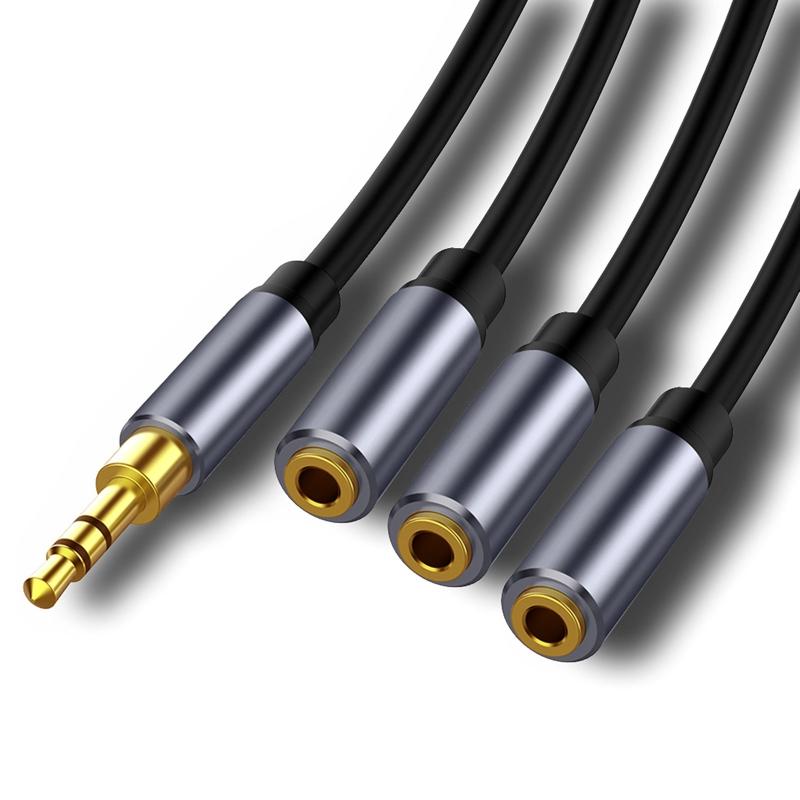 Cablu pentru căști de la 3,5 mm la 3 x 3,5 mm mufă de interfață cablu auxiliar cablu adaptor audio pentru dispozitive portabile cu port de 3,5 mm