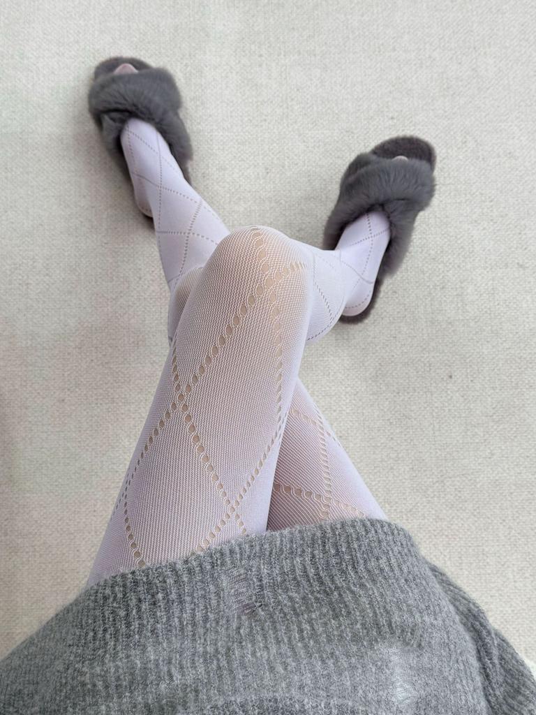 Micro-Transparent Rhombus Hollow Stockings Show Thin Nude Skin Beauty, Anti-Hook Pantyhose, High Elastic Leg Leggings