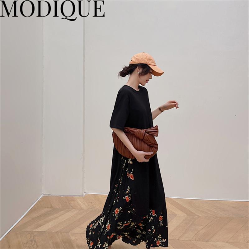 MODIQUE Vară Plus Size Cămașă Rochie Nouă Femei Lejer mozaic Bumbac In Rochie Florală Solid Casual Rochii Femei Gâtul O