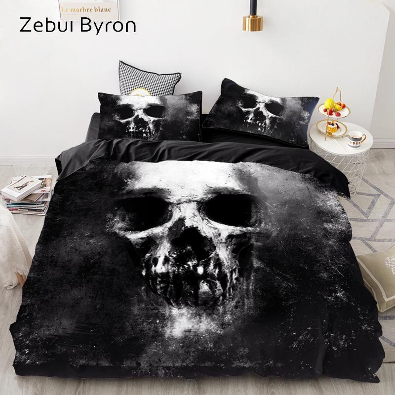 Luxury Bedding Sets 3D Custom,Duvet Cover Set Queen/King,Quilt/Blanket Cover Set,3 PCS Bed Se,halloween Skull  Bed Linen