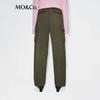 MO&Co. Women's Combed Cotton Drawstring Cargo Pants