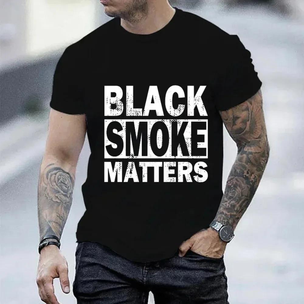 Men's T-shirt Black Smoke Matters Trucks Trucker Funny Design Tee Shirts Summer Casual O-neck Men T-shirt Male Tops Short Sleeve