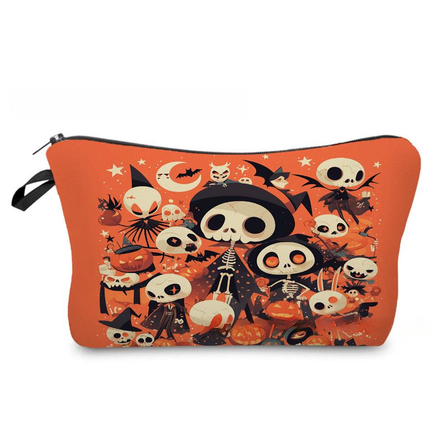 Women Skeleton Print Cosmetic Bag Toiletries Organize Travel Storage Case 6963 KTB