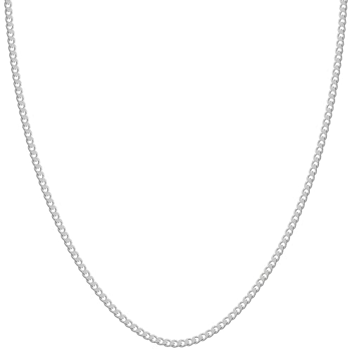 

[Shinjuku Gin no Kura] Silver 925 Double-Cut Curb Chain, Approx. 1.7mm Wide, 38-70cm (50cm) Long, Chain Necklace for Men and Women, Delicate, Thin, Si