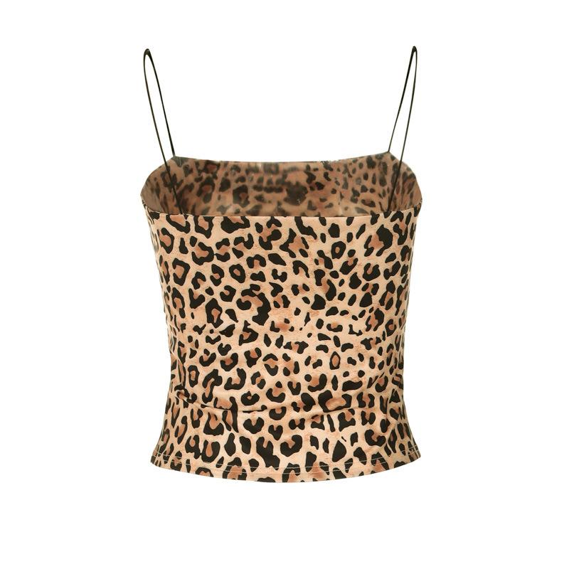 Summer Women Sexy Camisole Female Leopard Print Skinny Crop Top Female Party Nightclub Bodycon Tank Tops Y2K Sleeveless Tank Tops