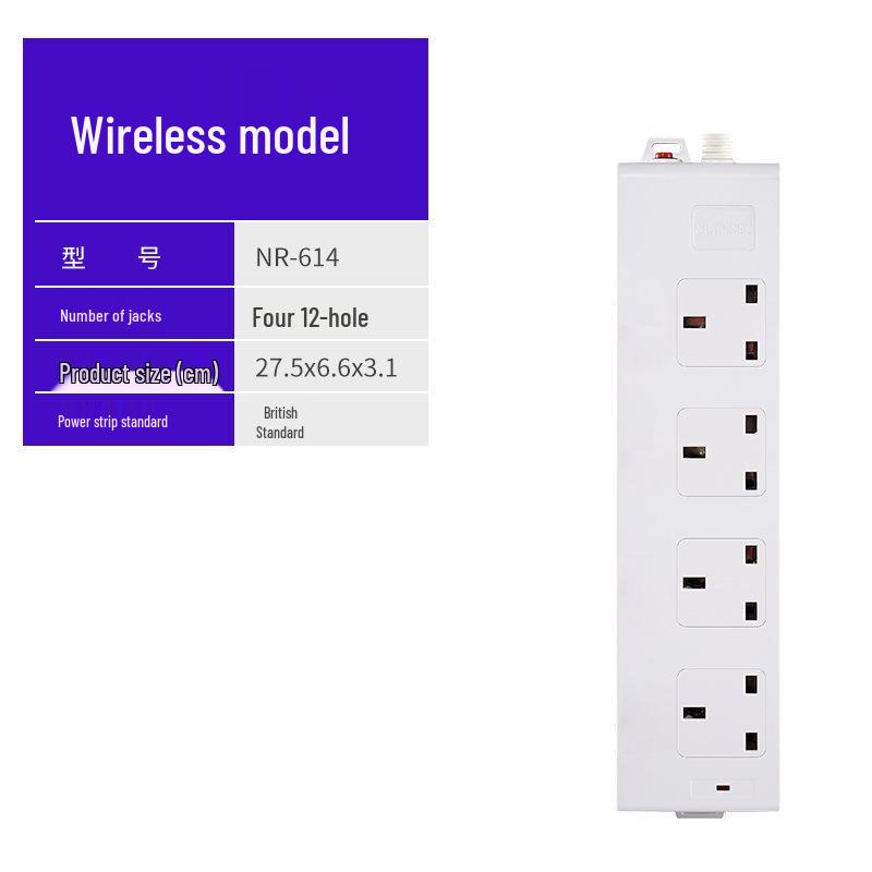 Genius UK 13A Power Strip with Overload Protection and No Switch, 250V Extension Cord