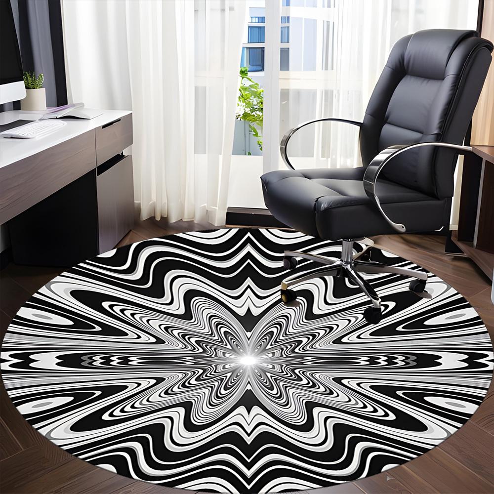 1pc Optical Illusion Pattern Carpet for Office Non-Slip, Round Carpet, Soft & Comfortable, Carpet for Office, Lightweight Round Floor Mat Yy251226066